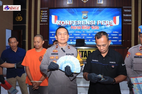Polres Blitar Kota Berhasil Ungkap Peredaran Uang Palsu Jaringan Medsos, Tersangka Diamankan