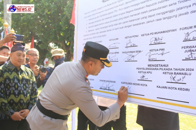 Polres Kediri Kota Gelar Deklarasi Damai Wujudkan Pilkada 2024 Sejuk dan Kondusif