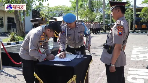 Kapolres Nganjuk Pimpin Sertijab Kasat Lantas dan Kapolsek Jajaran