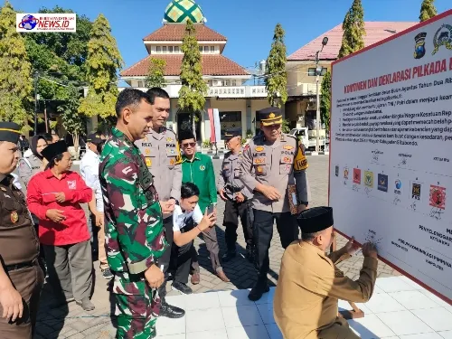 Deklarasi Pilkada Damai, Forkopimda Situbondo Bersama Komponen Masyarakat Bersatu Jaga Persatuan