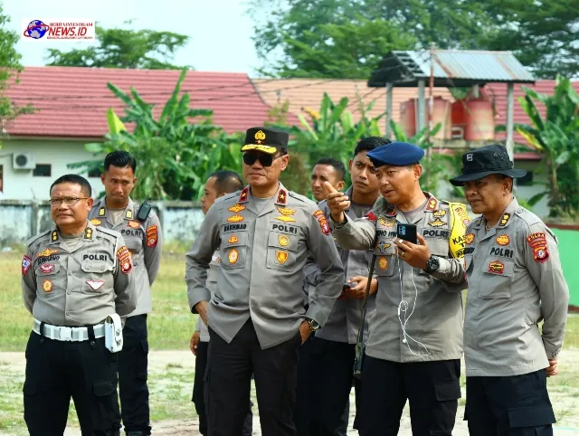 Wakapolda Kalteng Tinjau Gladi Latihan Sispamkota di GOR Serbaguna Palangka Raya
