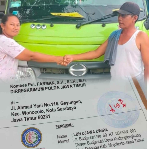 Mulyadi dan Trimo Dilaporkan LBH Djawa Dwipa Atas Dugaan Pengalihan Obyek Kredit ke Mapolda Jatim