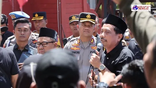 Kapolres Nganjuk Pimpin Langsung Pam Unras Damai Aliansi Mahasiswa Nganjuk