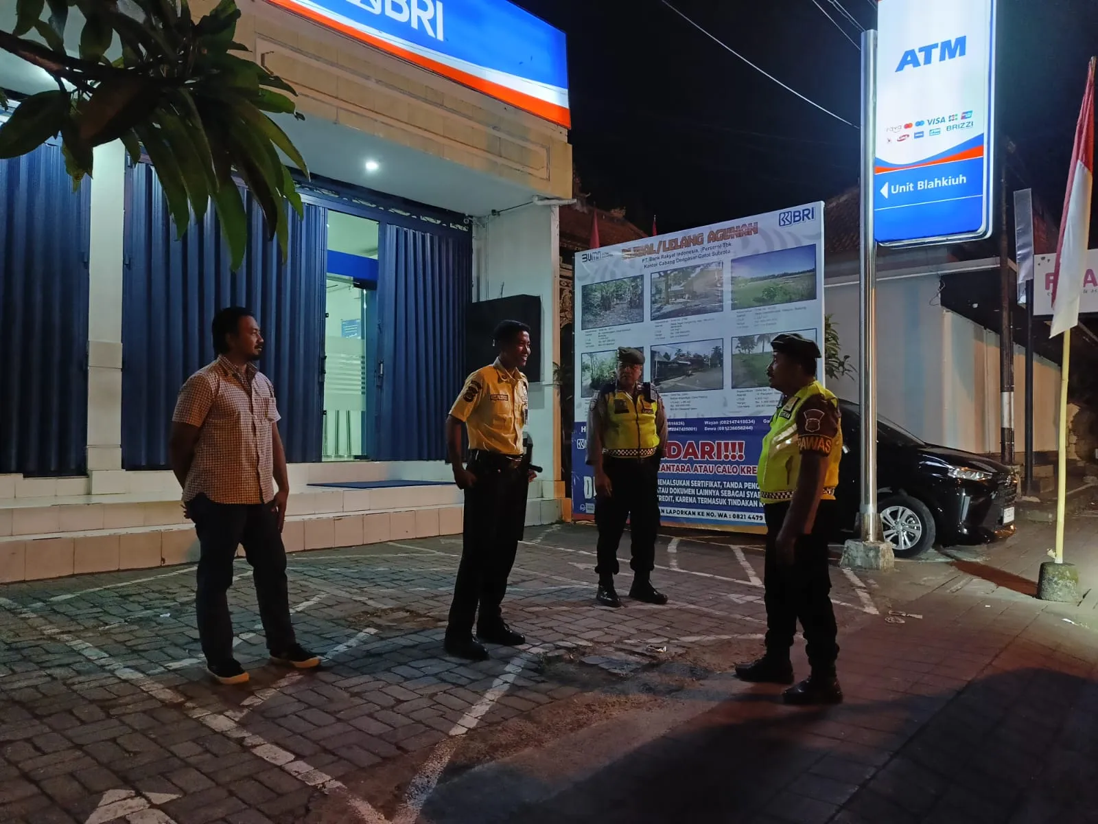 Pantau Keamanan Kantor Bank &amp; ATM BRI, Polsek Abiansemal Rutin Patroli Malam