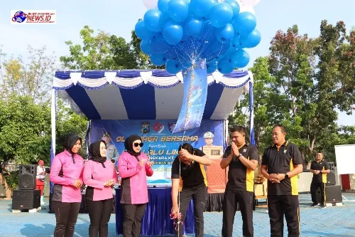 Polres Bangkalan Gelar Giat Senam Bersama Dalam Meriahkan Hari Lalu Lintas Bhayangkara ke-69