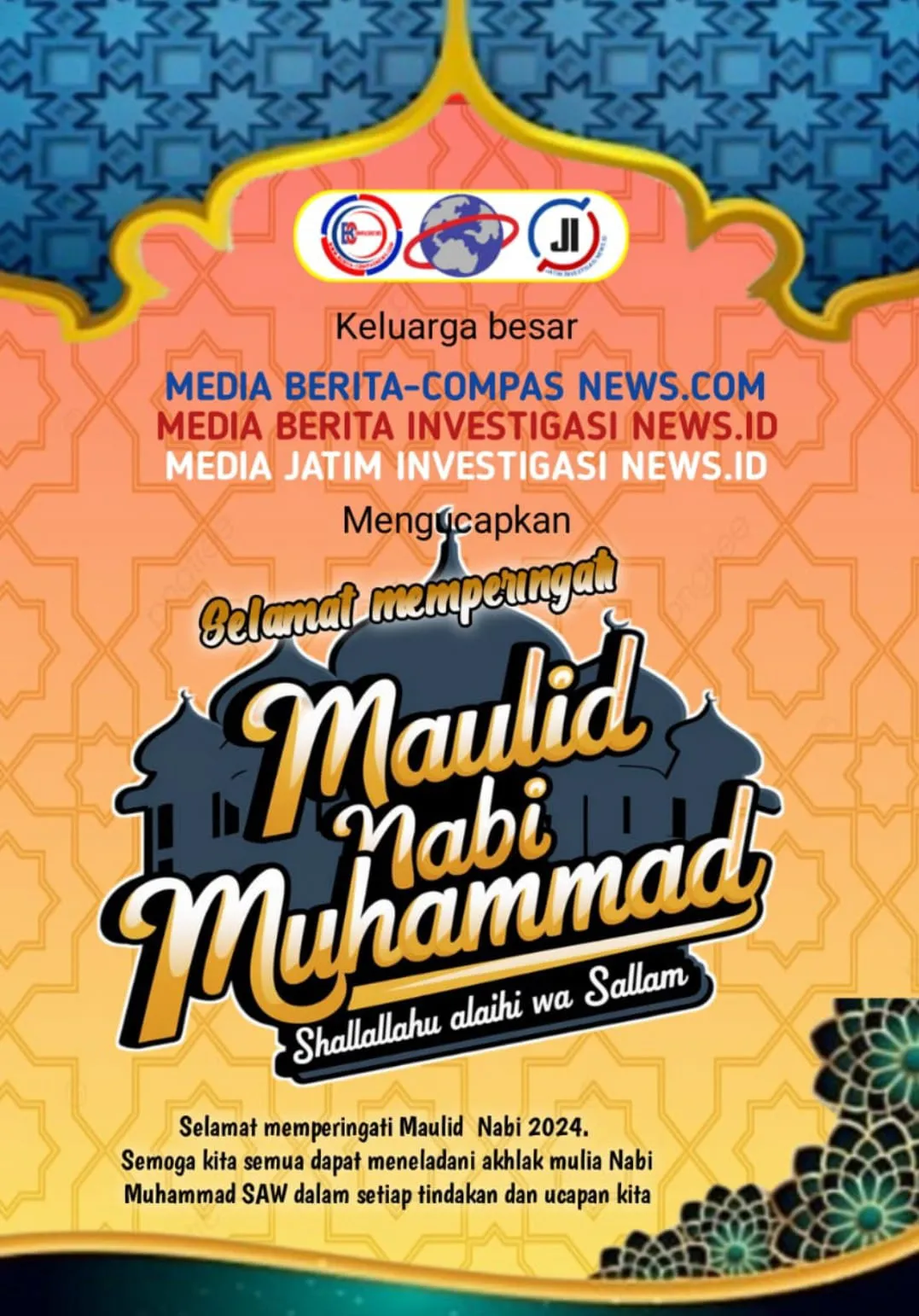 Keluarga Besar Tiga Media Online Milik Umar Hayat Mengucapkan Selamat Memperingati Maulid Nabi Muhammad SAW 1446 H