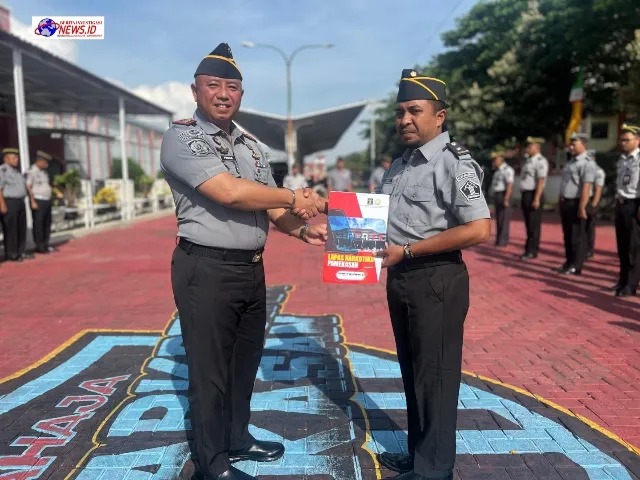 Lapas Narkotika Kelas IIA Pamekasan Kanwil Kemenkumham Jatim Gelar Apel Penyematan Kenaikan Tanda Pangkat