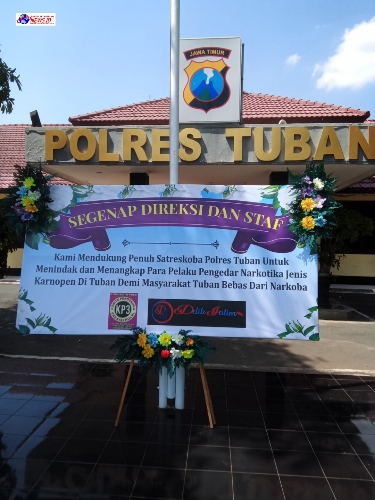 Maraknya Peredaran Narkoba Karnopen, KP3 Kirim Bunga Dukung Polres Tuban Untuk Tangkap HN
