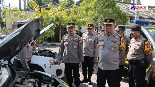 Polres Nganjuk Bersama Rolog Polda Jatim Lakukan Pengecekan Kesiapan Kendaraan Dinas dan Alat material khusus