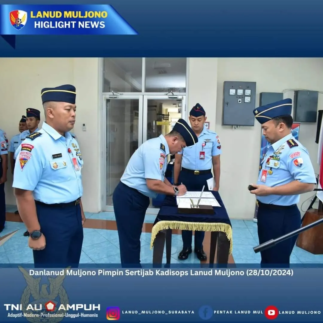 Danlanud Muljono Pimpin Sertijab Kadisops Lanud Muljono Secara Khidmat di Lobby Mako