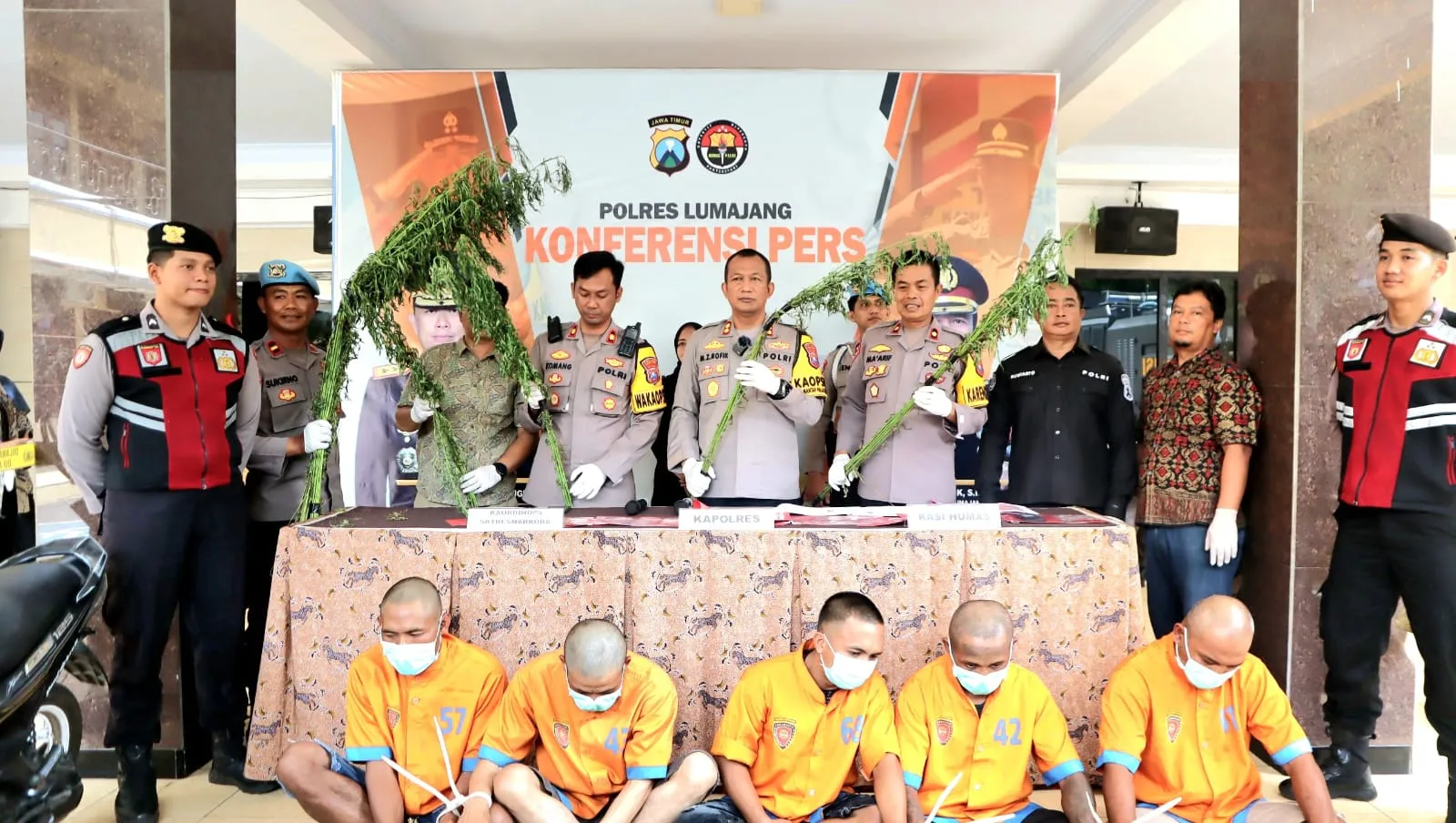 Polres Lumajang Berhasil Ungkap Peredaran Narkoba dan Ladang Ganja, Lima Tersangka Diamankan