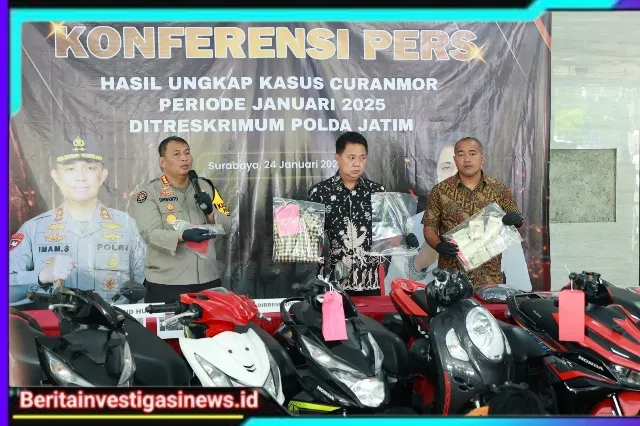 Polda Jatim Berhasil Ungkap Jaringan Curanmor Lintas Kota, Amankan 134 Ranmor