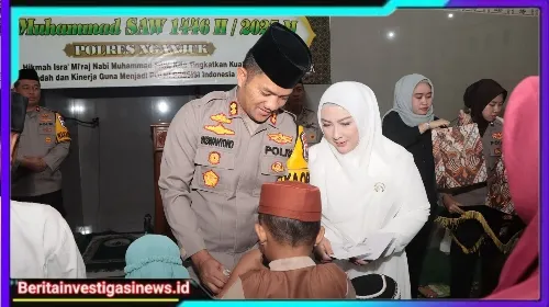 Polres Nganjuk Gelar Peringatan Isra' Mi'raj 1446 H, Disertai Santunan Untuk Yatim Piatu dan Kaum Dhuafa