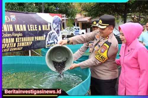 Kapolres Sumenep Tabur 12 Ribu Benih Ikan, Dukung Program Ketahanan Pangan