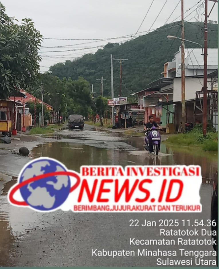 Warga Keluhkan Jalan Nasional Rumbia – Buyat di Desa Ratatotok 2 kecamatan Ratatotok Saat Hujan Tergenang Air !!!