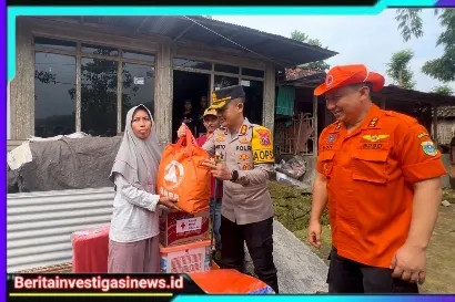 Polres Bondowoso Bersinergi Dengan BPBD Berikan Bantuan Korban Bencana Alam