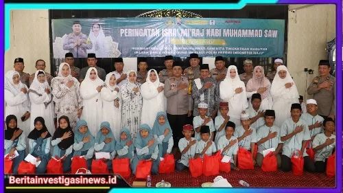 Peringatan Isra' Mi'raj 1446 H di Polres Pelabuhan Tanjung Perak Santuni Puluhan Anak Yatim
