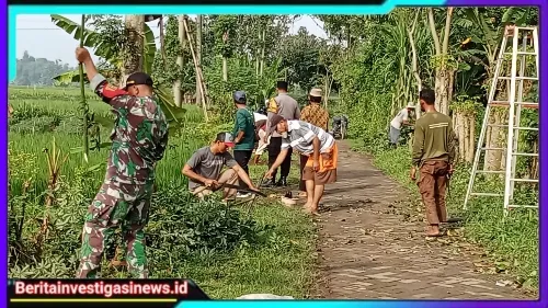 Bhabinkamtibmas dan Babinsa Desa Begendeng Kecamatan Jatikalen, Kompak Kerja Bakti Bersama Warga