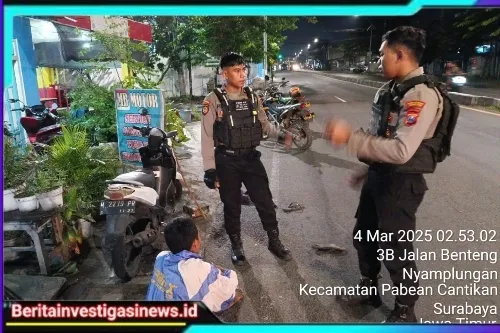 Patroli Perintis Presisi Polres Pelabuhan Tanjung Perak Amankan Empat Pemuda Hendak Perang Sarung