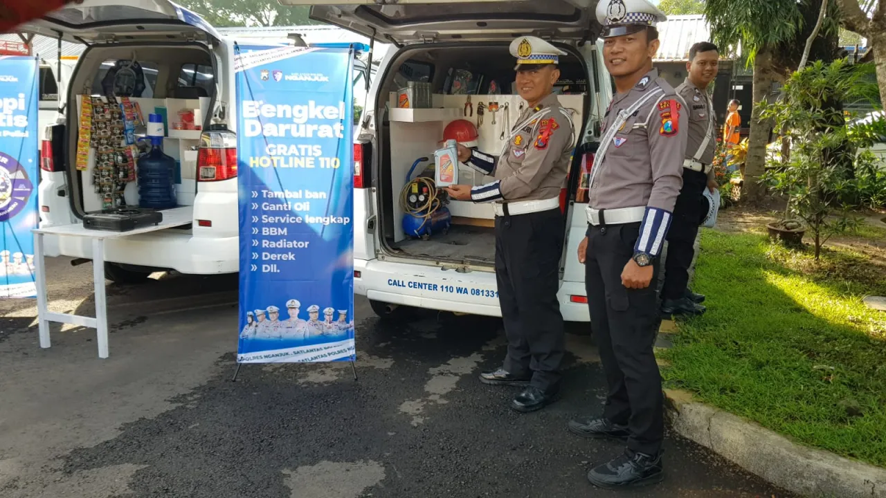 Mudik Auto Nyaman! Satlantas Polres Nganjuk Hadirkan Cafe dan Bengkel Gratis