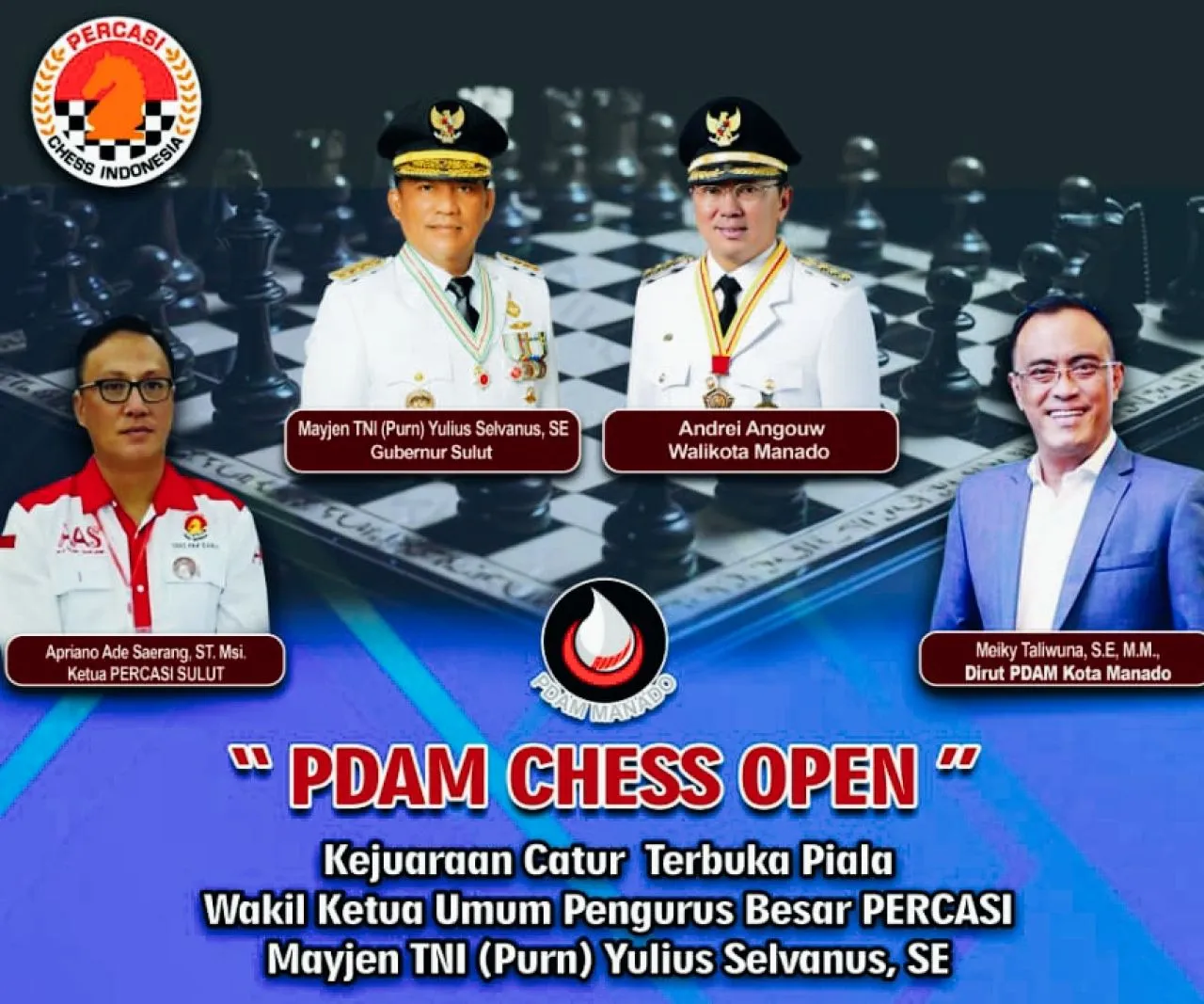 PDAM CHESS OPEN 2025 Siap Digelar, Total Hadiah Rp 40 Juta dan Perebutkan Piala Mayjen (Purn) Yulius Selvanus