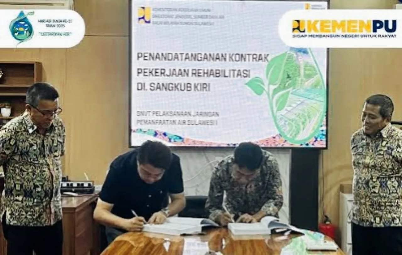 BWS Sulawesi I Teken Kontrak Penyusunan Dokumen Lingkungan Daerah Irigasi Sangkub