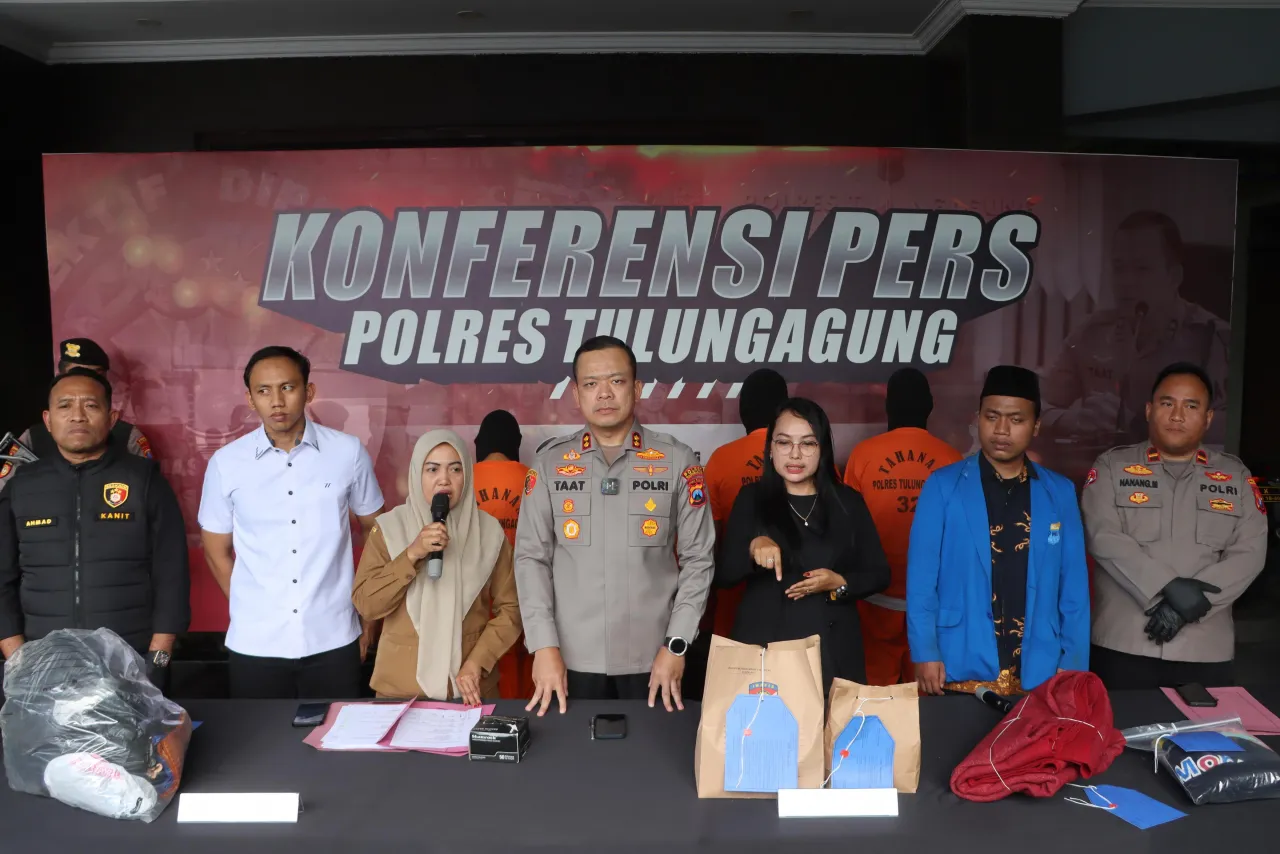 Polres Tulungagung Berhasil Amankan 5 Tersangka Predator Anak Ketua PC PMII Beri Apresiasi