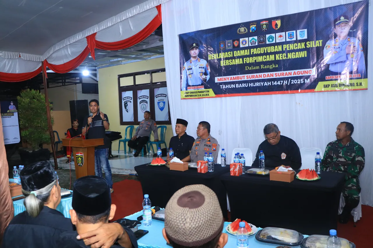 Sambut Suran Agung Polisi Fasilitasi Paguyupan Pencak Silat Ngawi Gelar Deklarasi Damai
