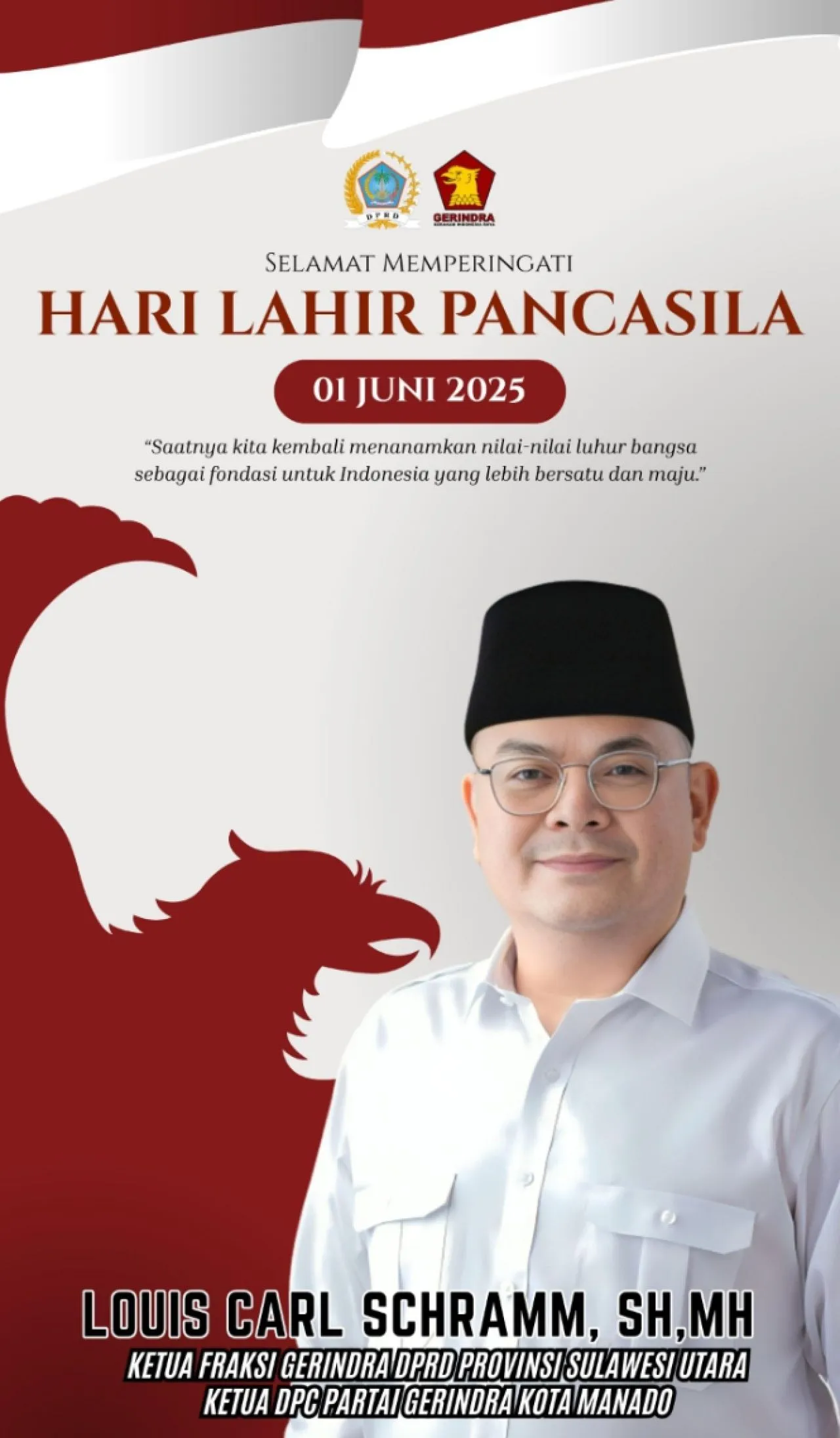 Hari Lahir Pancasila 1 Juni 2025, Gerindra Sulut Ajak Generasi Muda Perkuat Nilai Dasar Negara