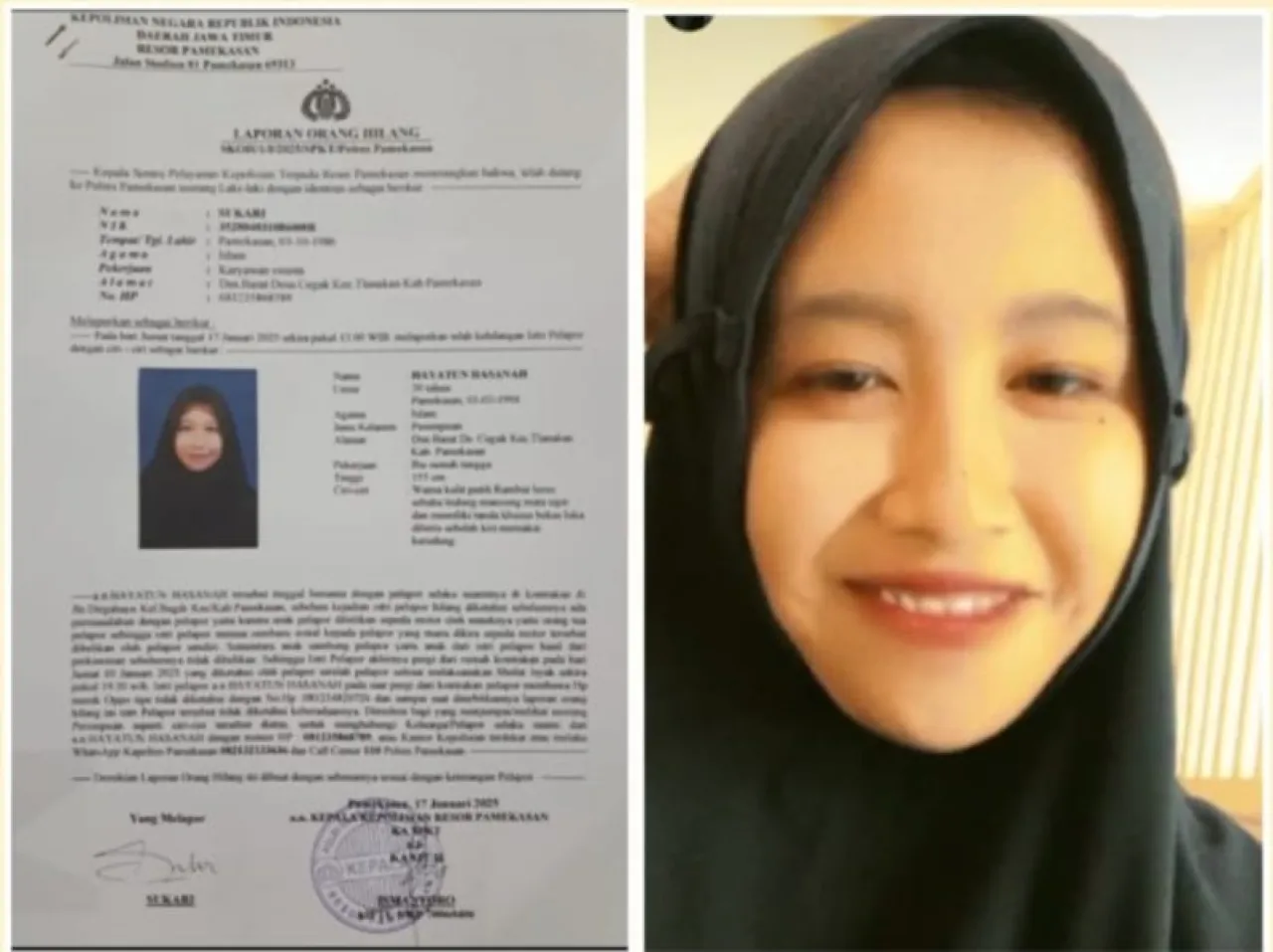 Dicari Orang Hilang dan Dilaporkan ke Polres Pamekasan, Suami Menduga Istri Bekerja Sabagai ART di Surabaya