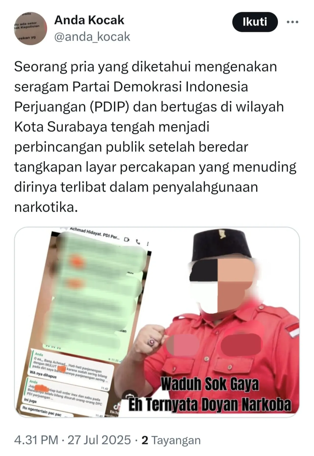 AMI Desak Tes Urine Politisi Surabaya: Jangan Biarkan Narkoba Bersarang di DPRD