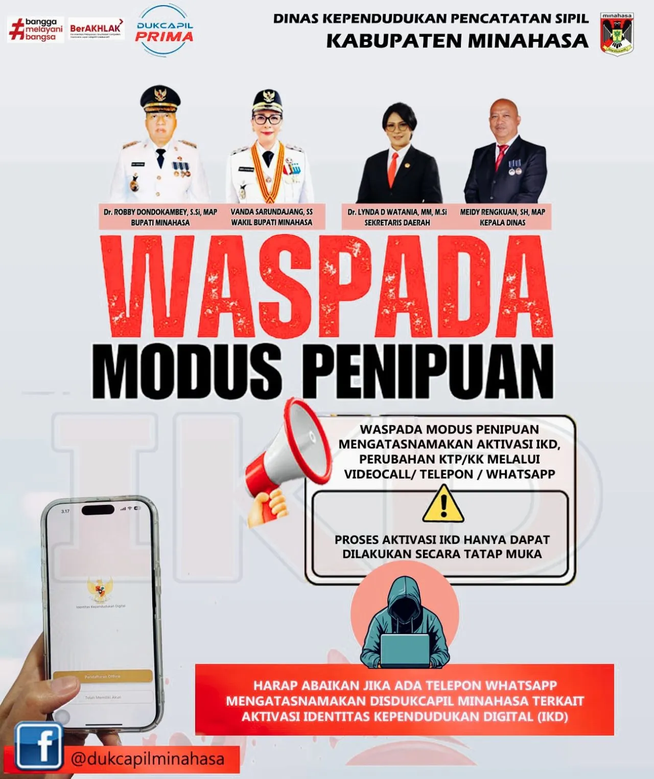 Warga Minahasa Diimbau Waspadai Penipuan Aktivasi IKD, Pemkab Tegaskan Hanya Bisa di Kantor Dukcapil