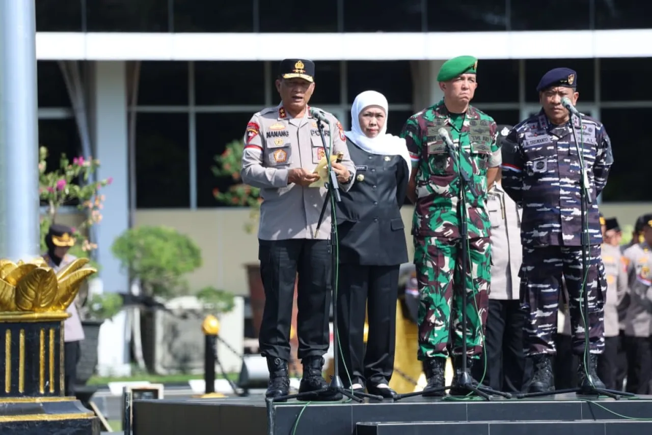 Polda Jawa Timur Gelar Apel dan Doa Bersama Forkopimda dan Puluhan Ormas Untuk Jogo Jatim