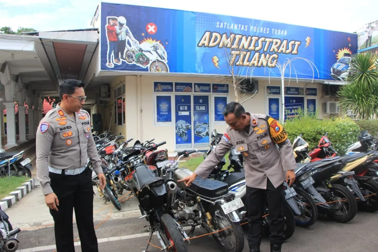 Respon Pengaduan Masyarakat Polres Tuban Amankan 65 Unit Motor Tidak Sesuai Spektek
