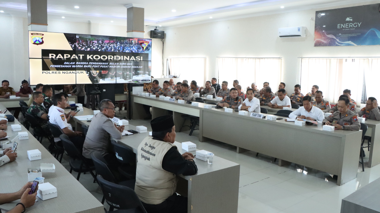 Polres Nganjuk Gelar Rakor Pengamanan Pengesahan Warga Baru PSHT