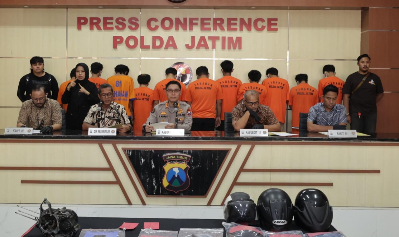 Polda Jatim Ungkap Jaringan Curanmor di 4 Kota Amankan 12 Tersangka