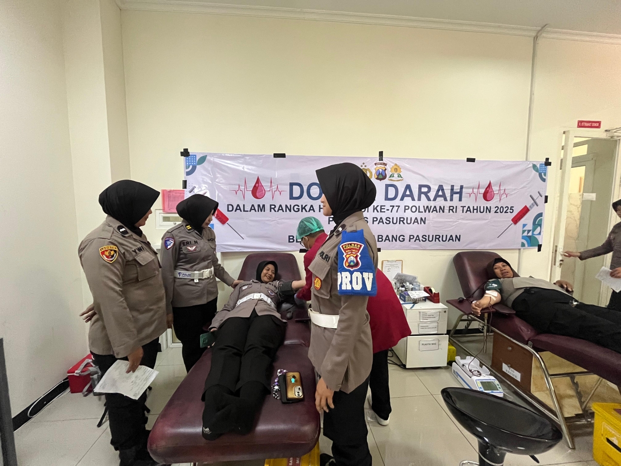 Polwan Polres Pasuruan Gelar Donor Darah Sambut Hari Jadi ke-77 Polwan RI