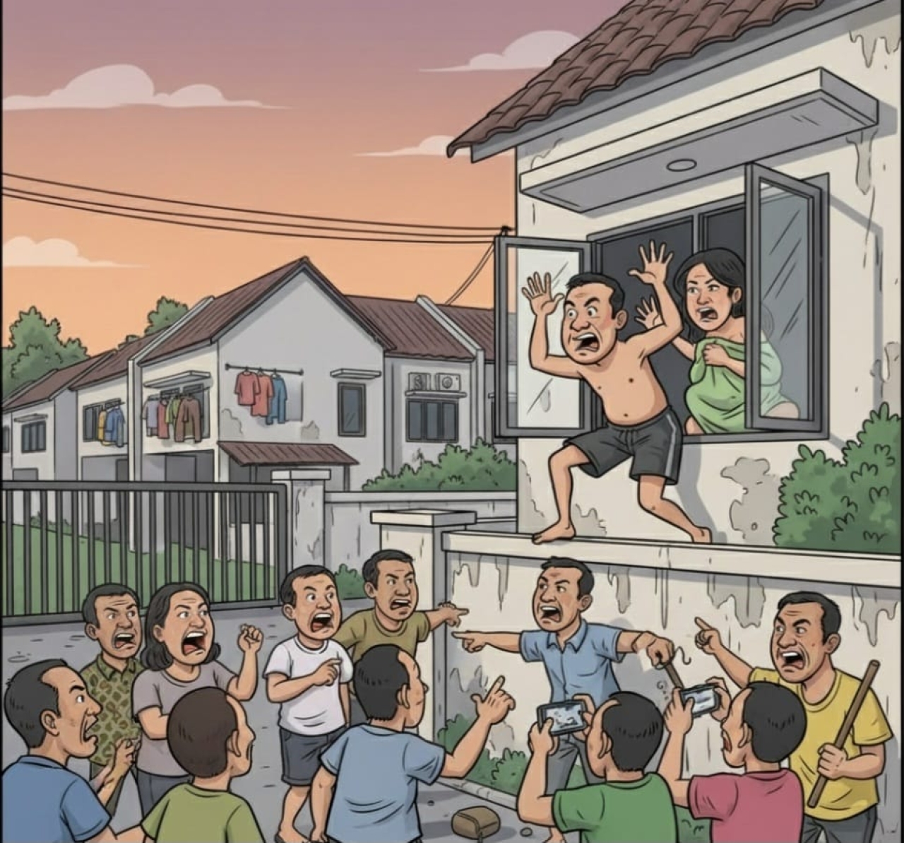 Warga Geruduk Perumahan Di Sungai Mengkuang, Kepsek NL SDN Di Kayong Utara Diduga Mesum Bersama MT