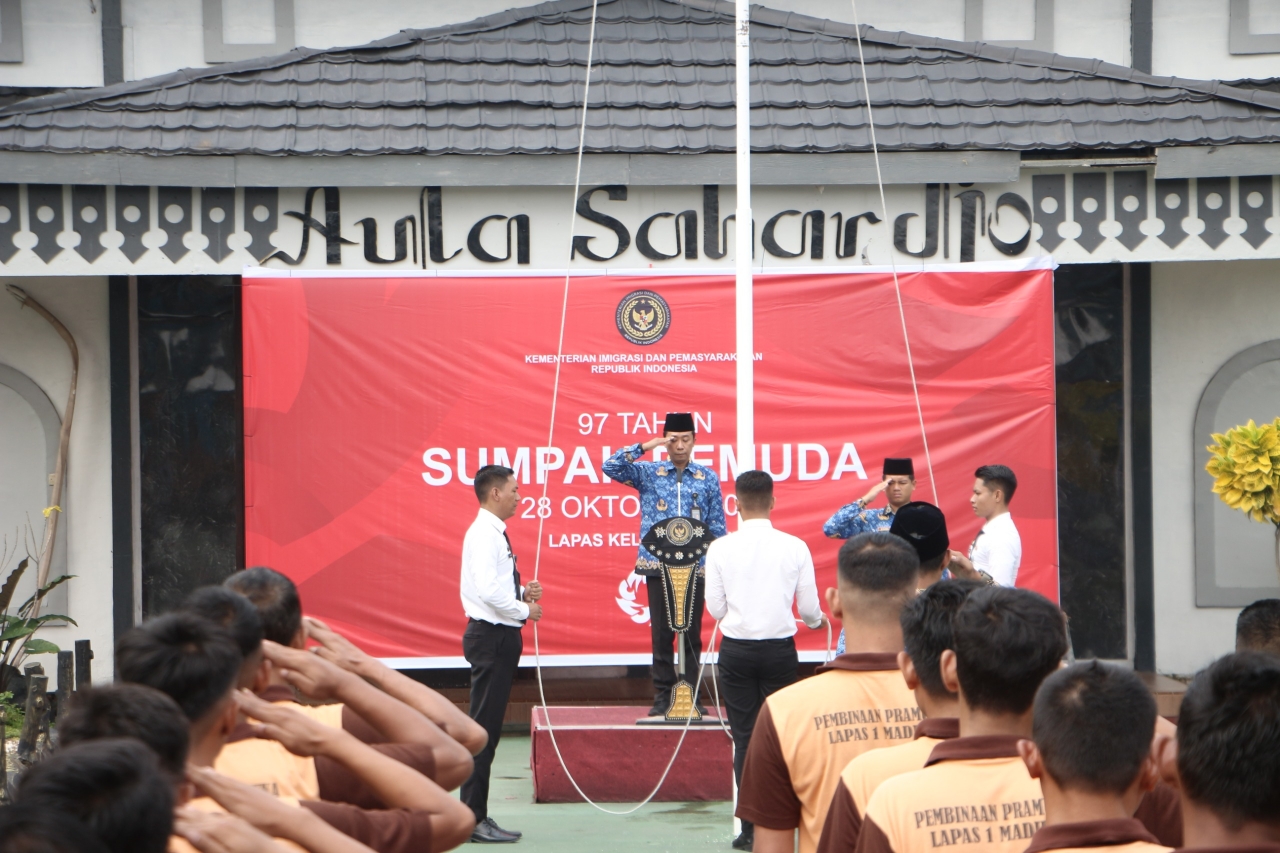 Gelorakan Semangat Pemuda Wujudkan Persatuan, Lapas I Madiun Gelar Upacara Hari Sumpah Pemuda ke-97 Tahun 2025