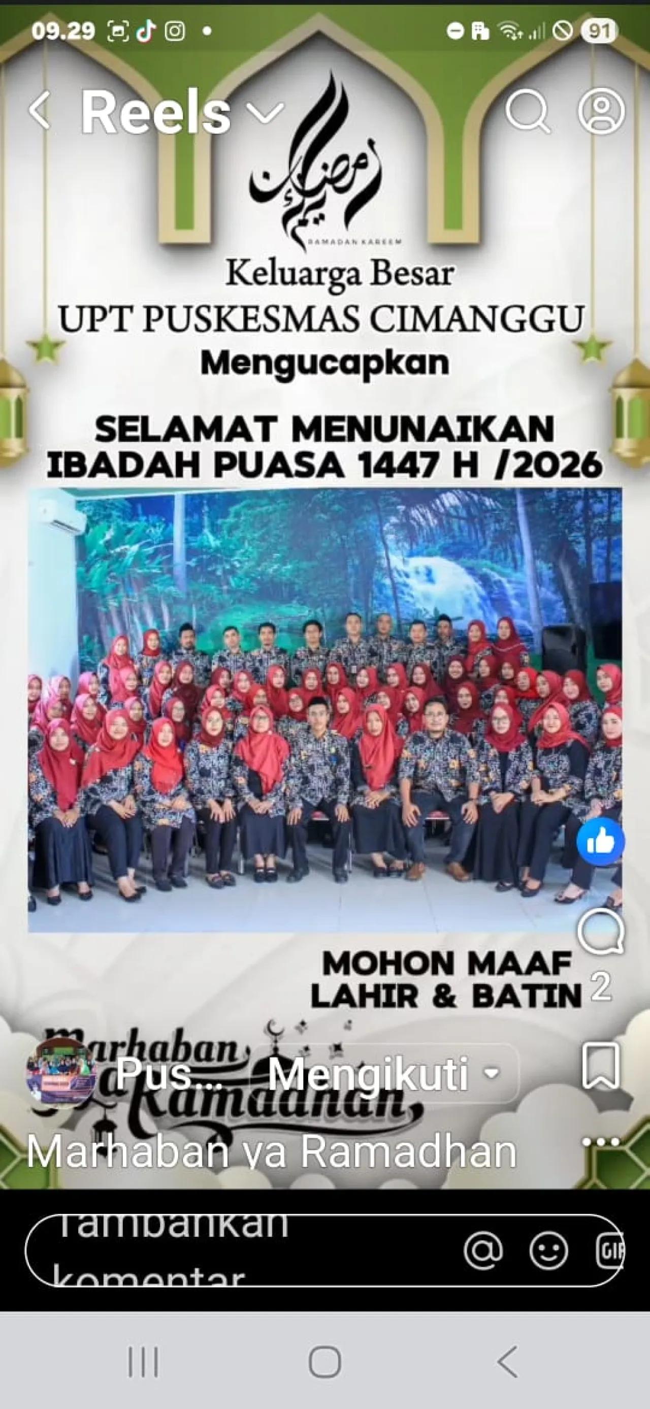 UPT Puskesmas Cimanggu Sambut Bulan Suci Ramadhan