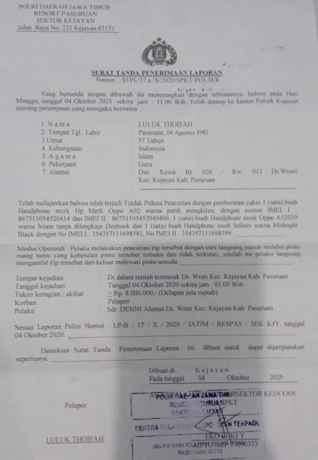 Diduga Abaikan Laporan Masyarakat, Kasus Pencurian di Polsek Kejayan Mangkrak Bertahun-tahun