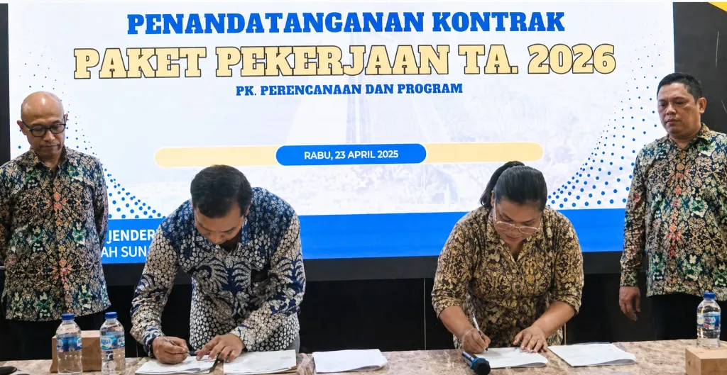 BWS Sulawesi I Manado Teken Kontrak Proyek Strategis 2026, Perkuat Ketahanan Air dan Pengendalian Banjir di Sulut