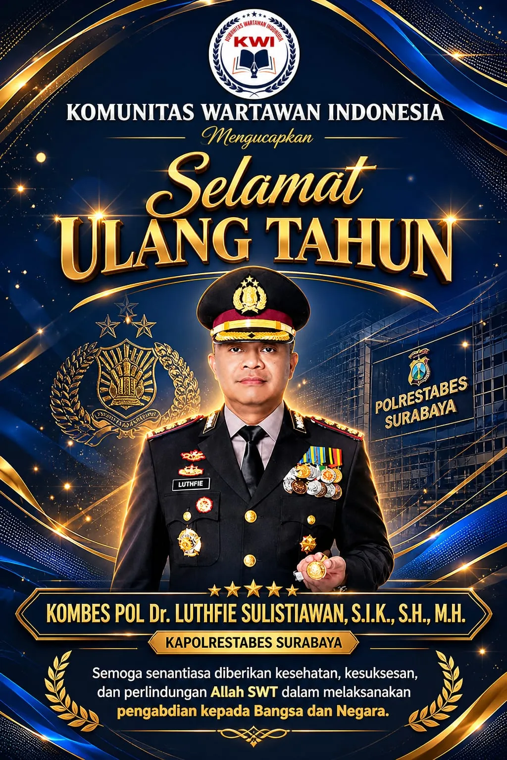 KWI Ucapkan Selamat HUT ke-50 Kapolrestabes Surabaya Kombes Pol Luthfie Sulistiawan, Apresiasi Kepemimpinan Humanis dan