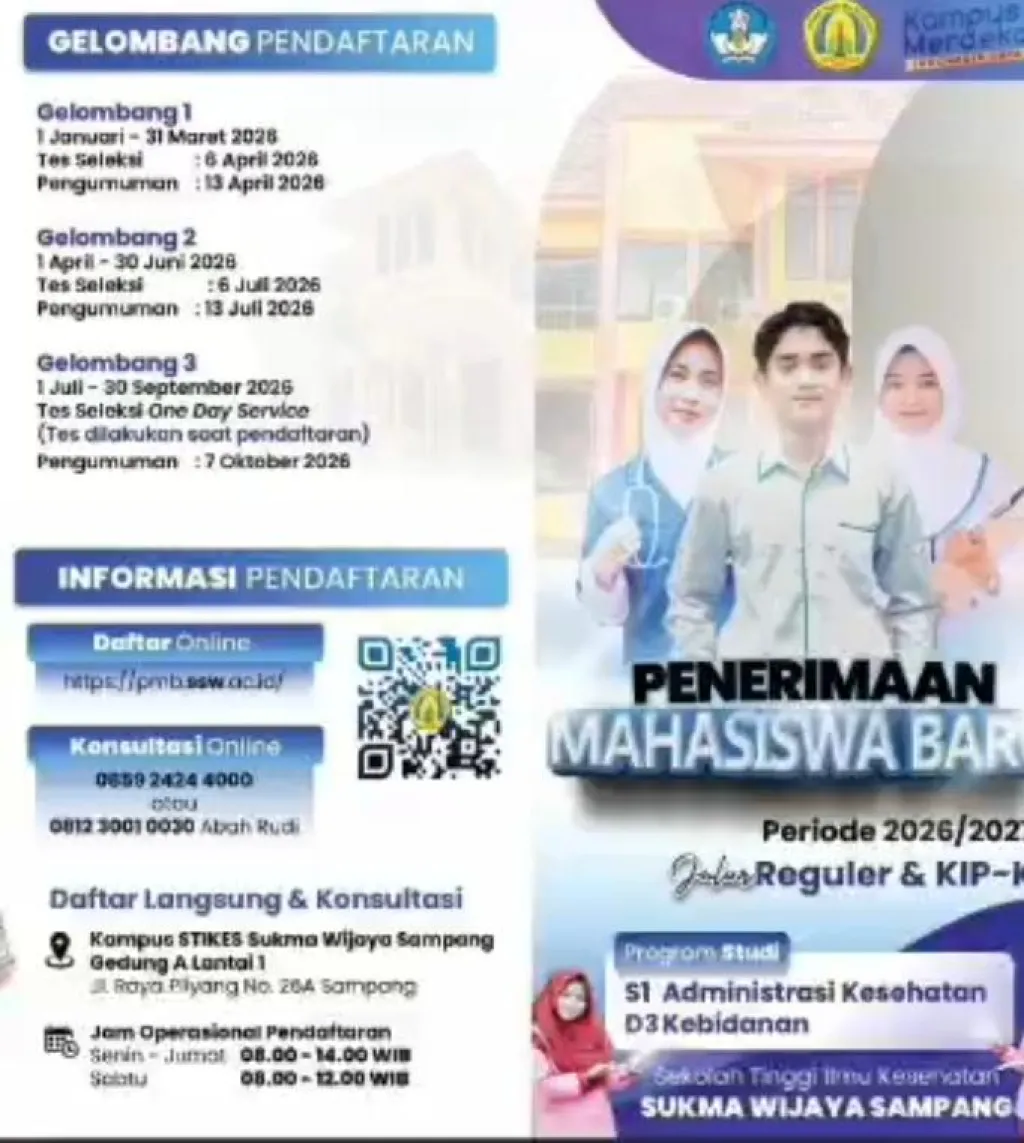 STIKES Sukma Wijaya Sampang Buka PMB 2026 / 2027, Tawarkan Jalur KIP-K dan Sistem One Day Service