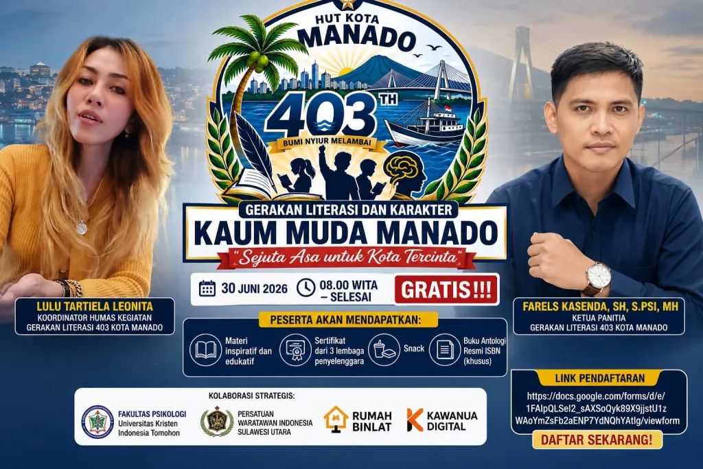 Sejuta Asa untuk Kota Tercinta, Gerakan Literasi dan Karakter Kaum Muda Manado 2026 Resmi Dibuka