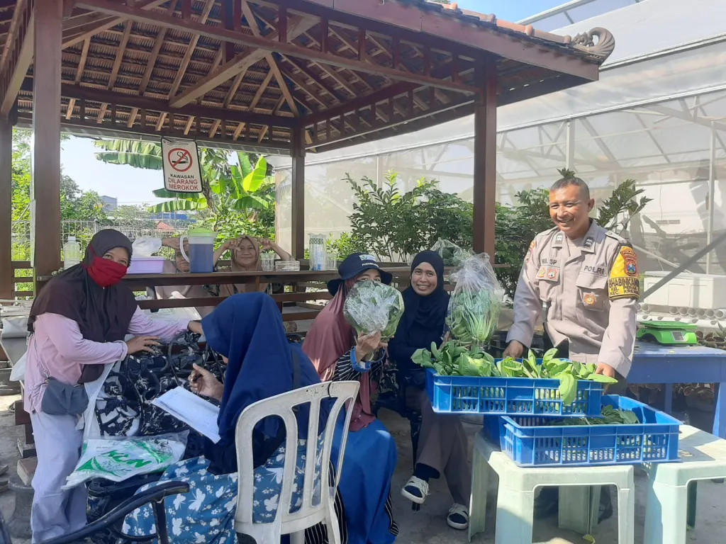 Bhabinkamtibmas Perak Barat Monitoring Ketahanan Pangan dan Panen Hidroponik di KWT Dorang Cinta