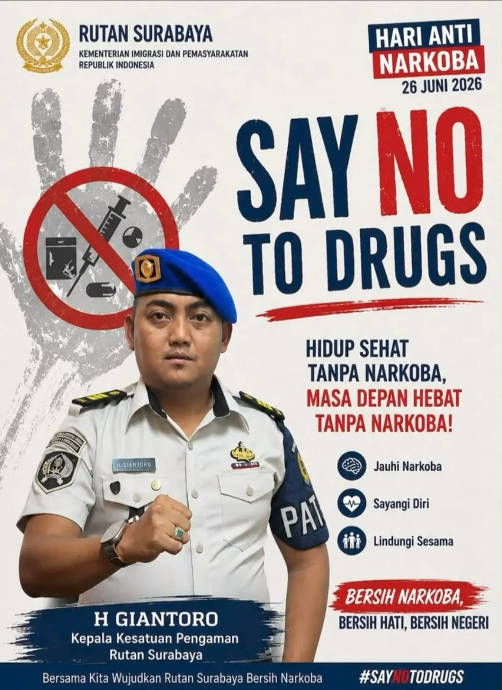 Rutan Medaeng Perkuat Komitmen Pemberantasan Narkoba, Karutan Henky Giantoro Dorong Warga Binaan Berubah Lebih Baik