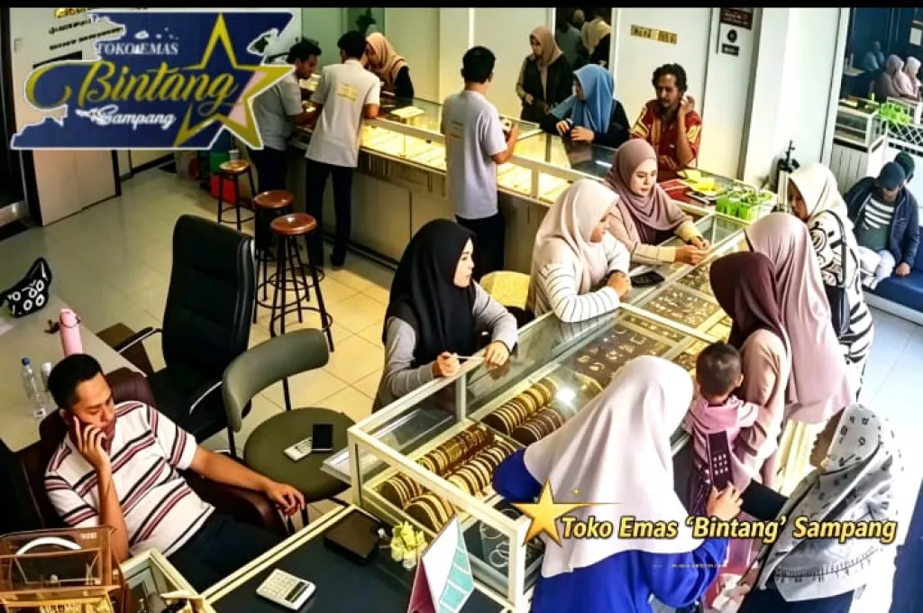 Caption Foto: Pascalibur Sekolah, Toko Emas Bintang Sampang Ramai Dipadati pengunjung