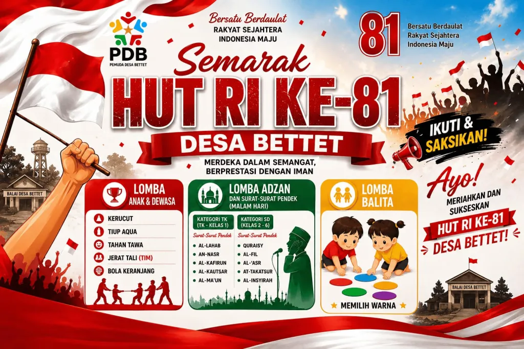 Semarakkan Hari Kemerdekaan, Pemuda Desa Bettet Siapkan Lomba Hiburan hingga Keagamaan
