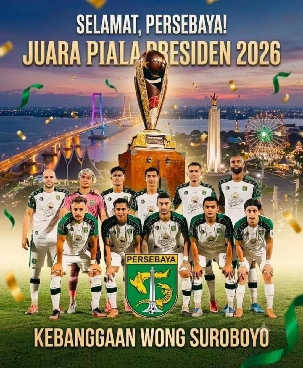 Persebaya Surabaya Juara Piala Presiden 2026, Taklukkan Persib Bandung 6-5 Lewat Adu Penalti di Final Dramatis
